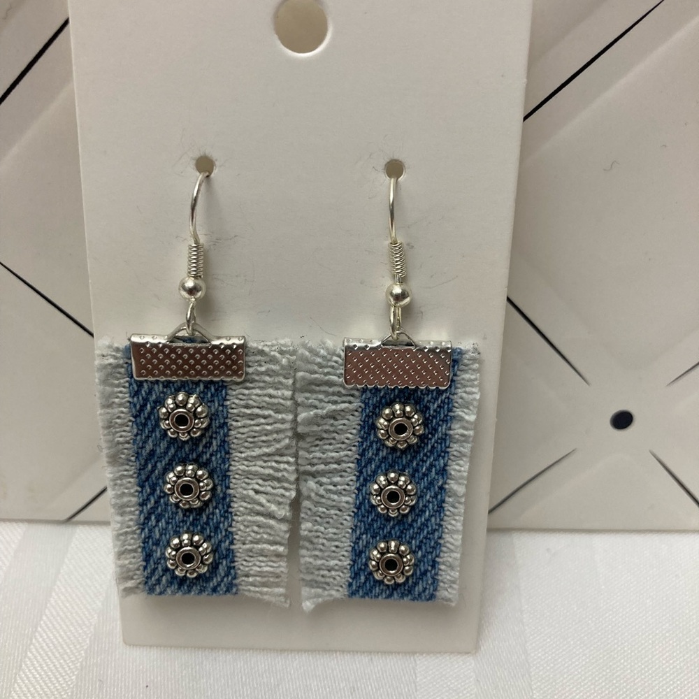 Denim earrings - Picture 2 of 3